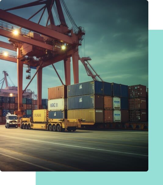 container loading at port with crane for global logistics and freight shipping services